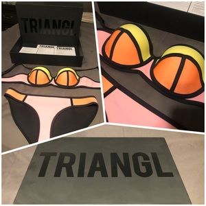 TRIANGL Colorblock Pink Lemonade Neoprene Swimsuit-New